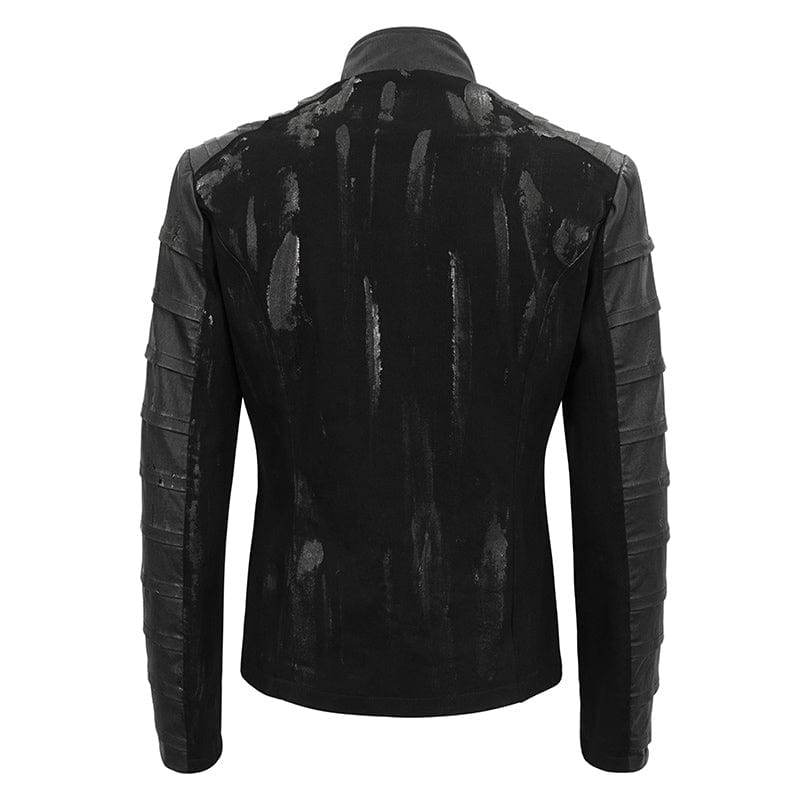 back view of the Stealth Operative 138 cyber punk tech wear jacket with ghost painting effect for texture on back