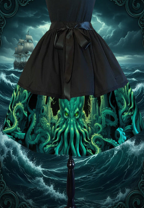 Call of Cthulhu Lovecraft tribute skirt in green and black