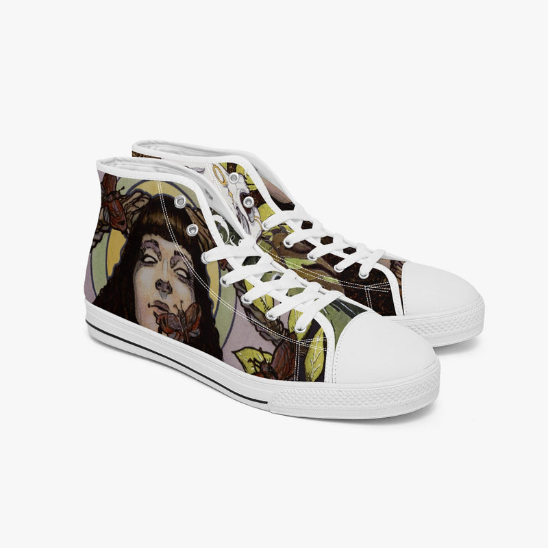 Power_Priestess_White_retro_high_top_sneakers for Blood on the Clocktower players side front