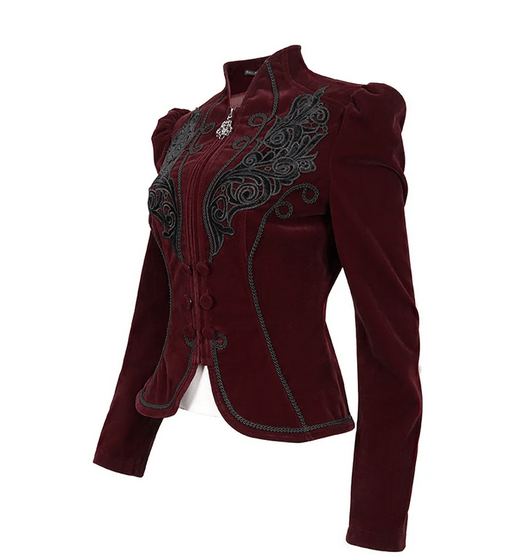 Gothic Victorian Dark Red Velvet Women's Jacket