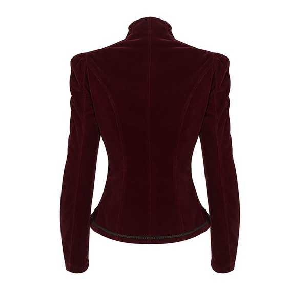 Gothic Victorian Dark Red Velvet Women's Jacket