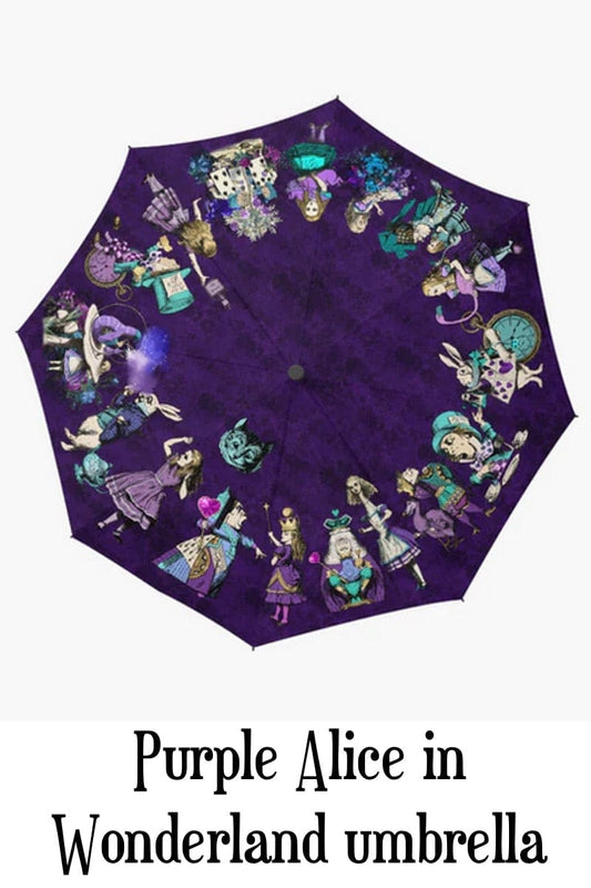 gothic purple Alice in Wonderland automatic folding compact umbrella at Gallery Serpentine
