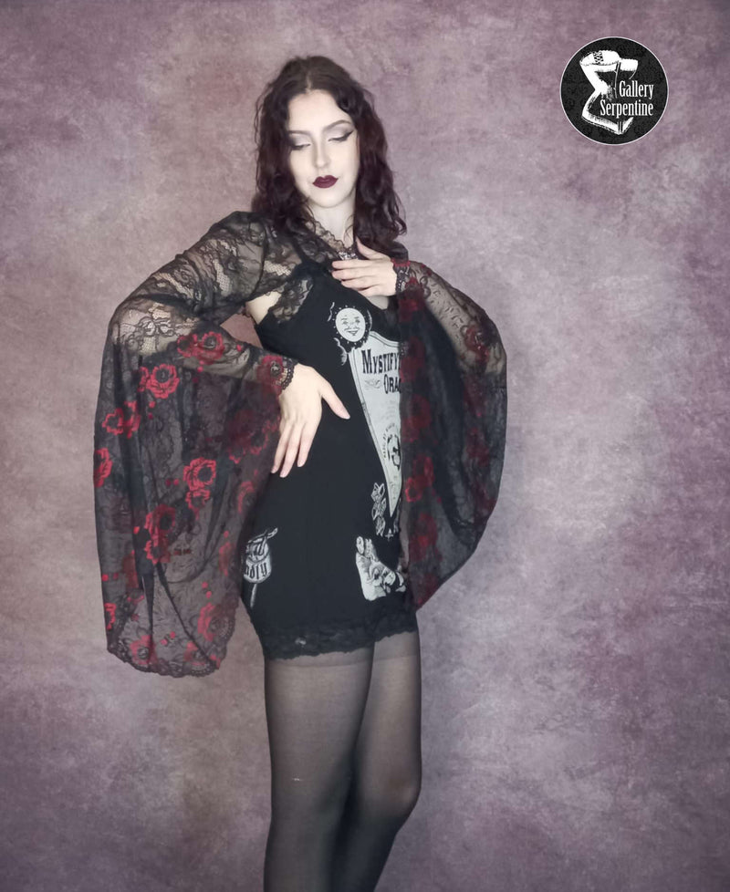 Whisper of the Midnight Roses - Gothic Lace Shrug