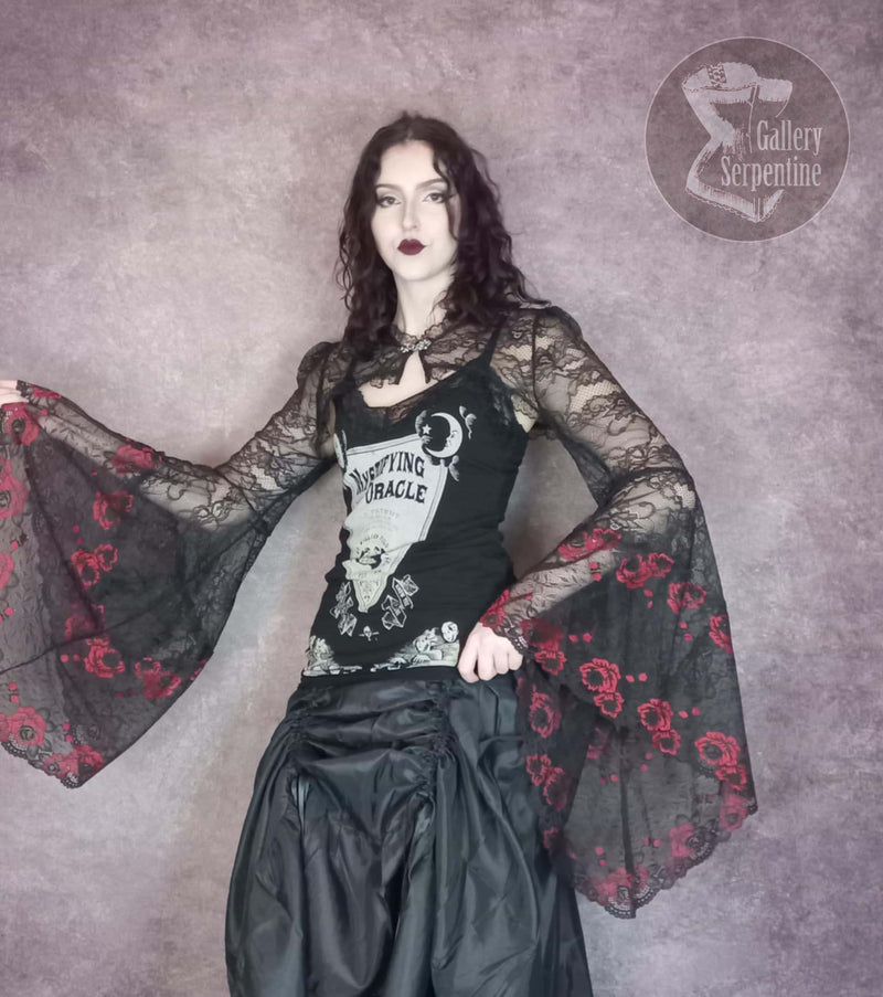 Whisper of the Midnight Roses - Gothic Lace Shrug