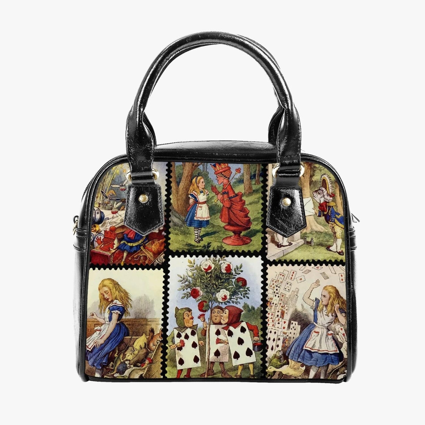 Twelve individual colourised vintage Alice in Wonderland images adorn this very cute and practical faux leather handbag at Gallery Serpentine 2