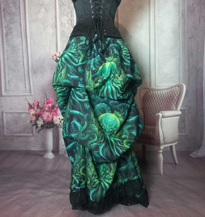 Call of Cthulhu victorian high low bustle skirt, made to measure in Australia