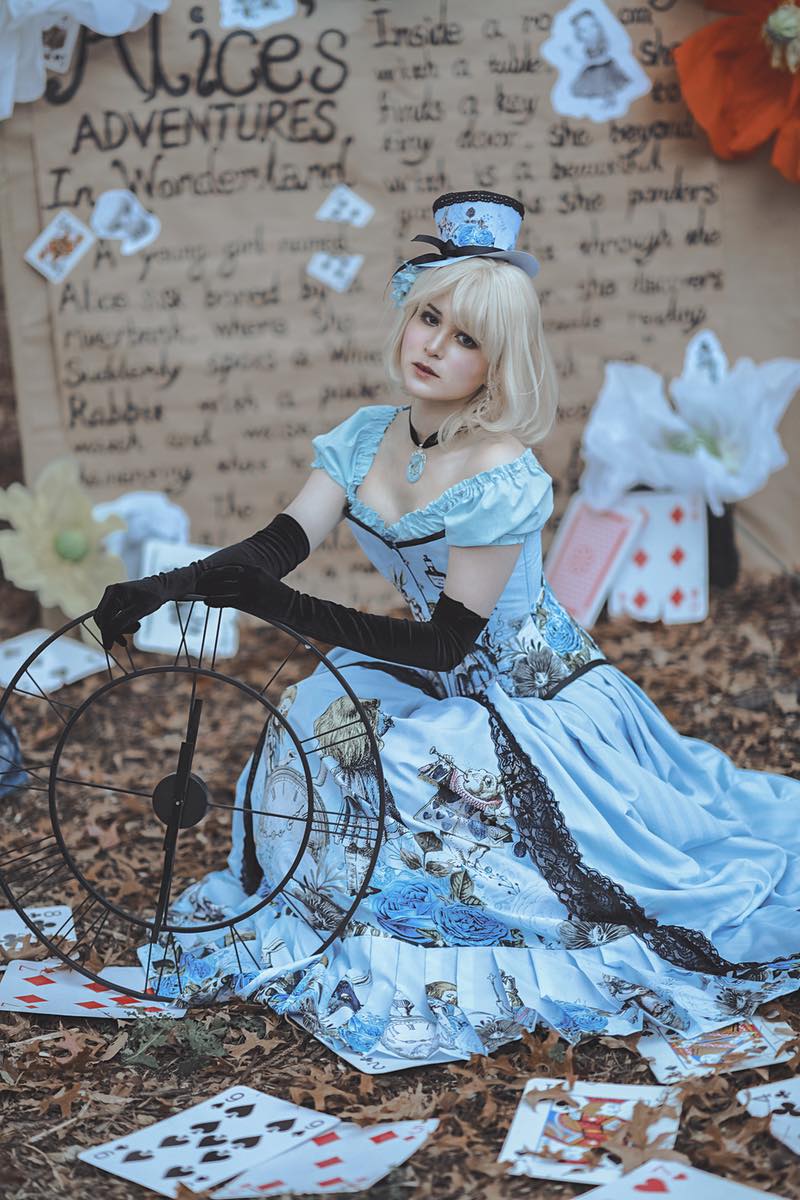 australian made blue Alice in Wonderand corset gown made to measure photographer Zoey Crow 2