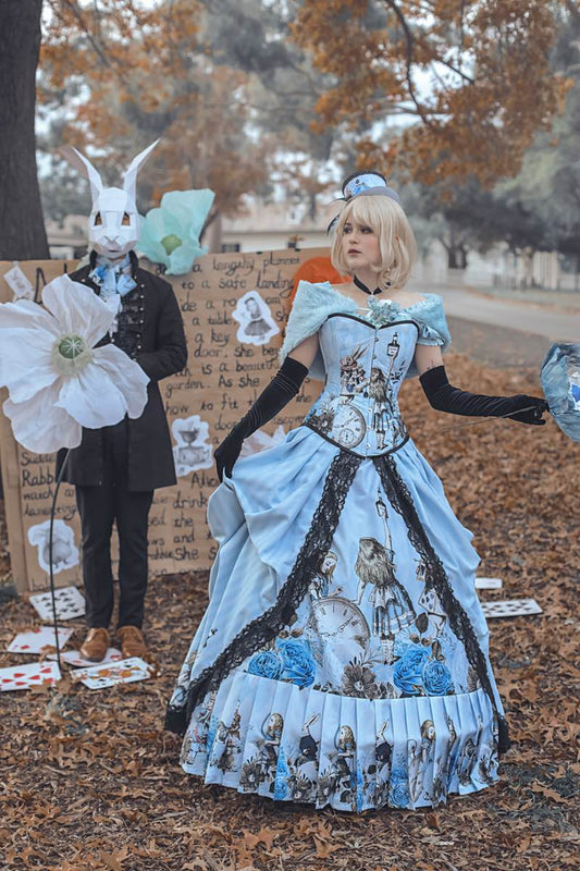 australian made blue Alice in Wonderand corset gown made to measure photographer Zoey Crow