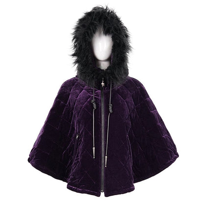 Purple Pixie Quilted Velvet Cloak