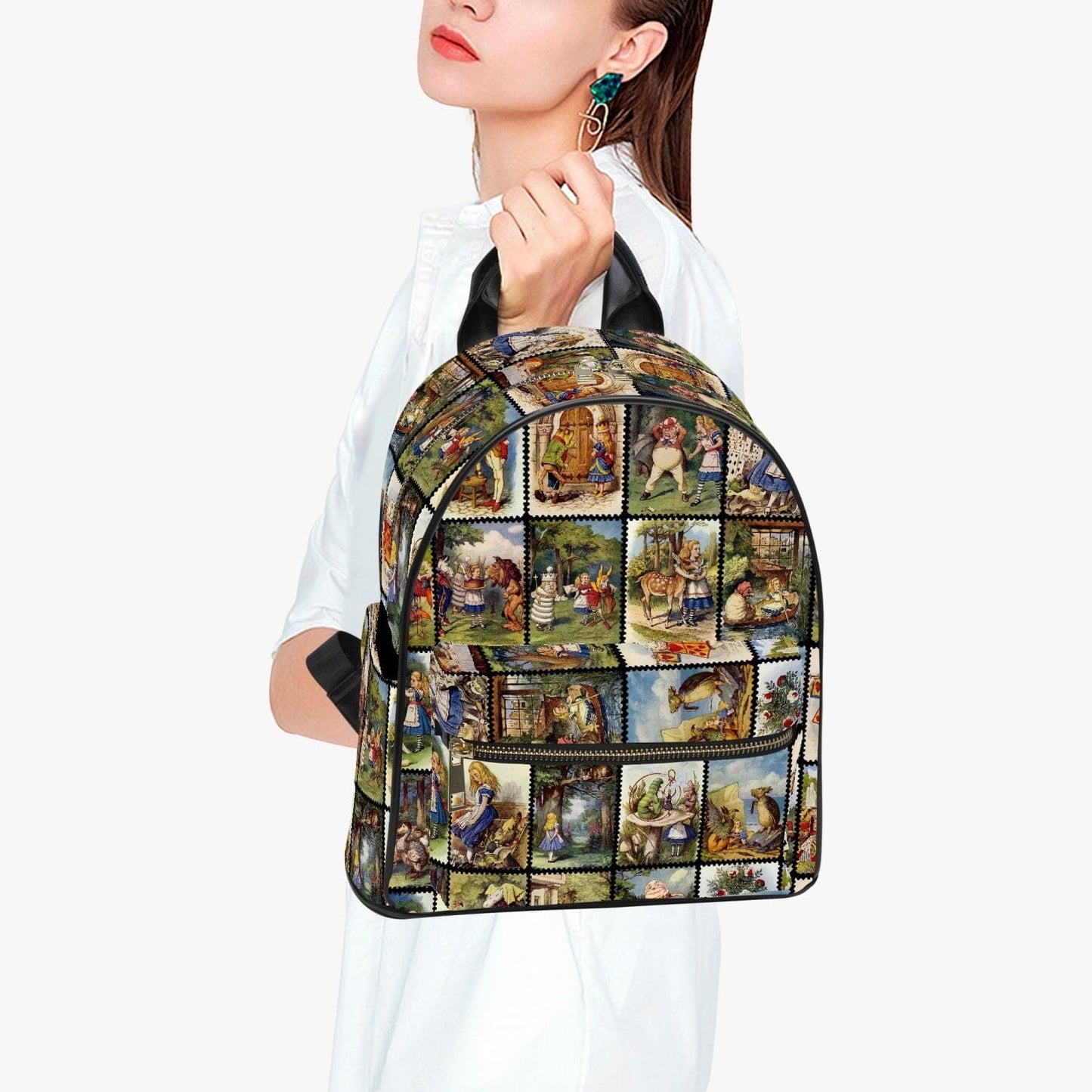 cuter than cute mini small size Alice in Wonderland backpack featuring gorgeous colourised Alice in Wonderland illustrations 4