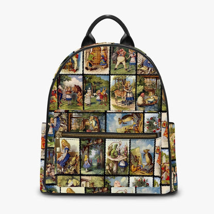 cuter than cute mini small size Alice in Wonderland backpack featuring gorgeous colourised Alice in Wonderland illustrations