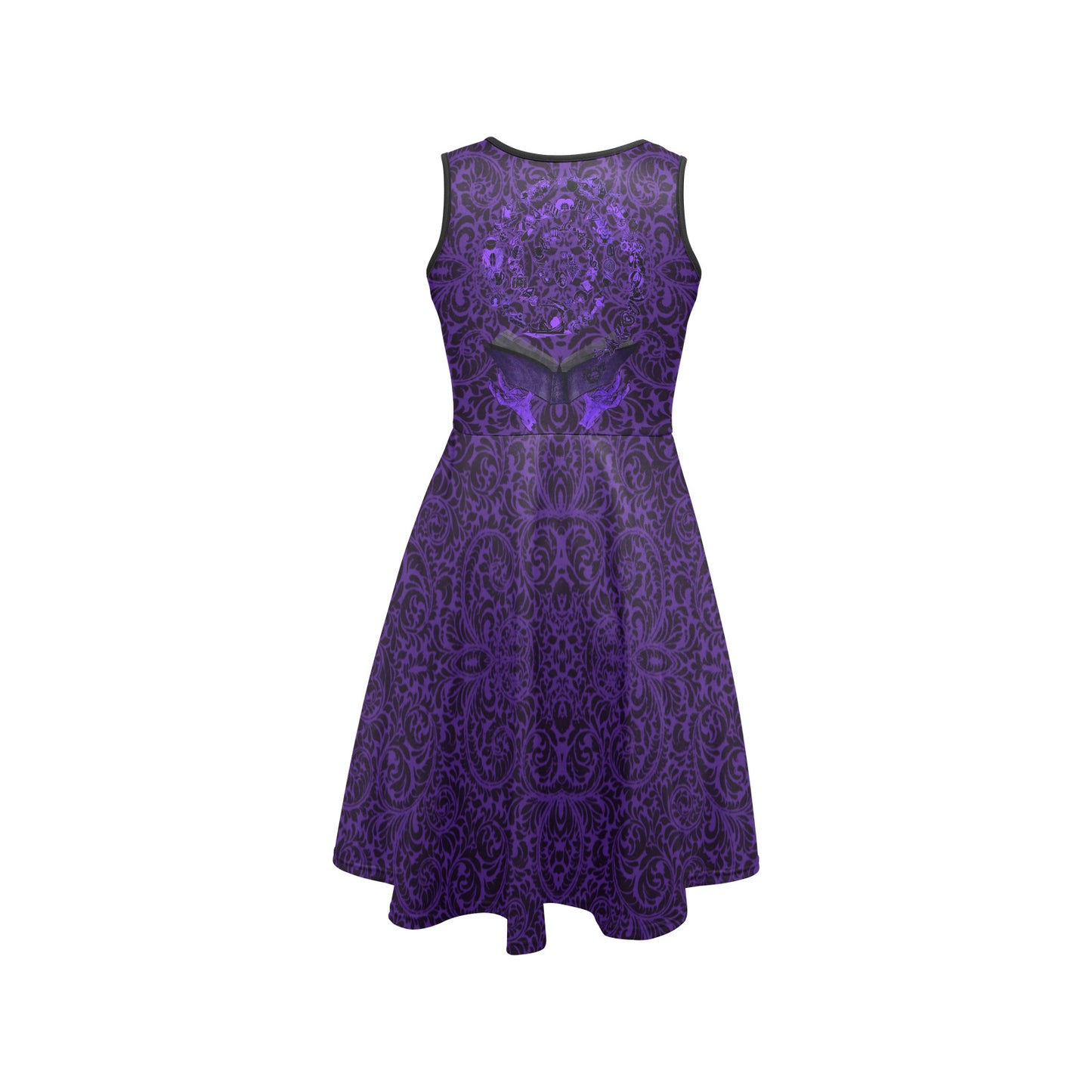 Purple Grim Reader Blood on the Clocktower sleeveless dress on a white background