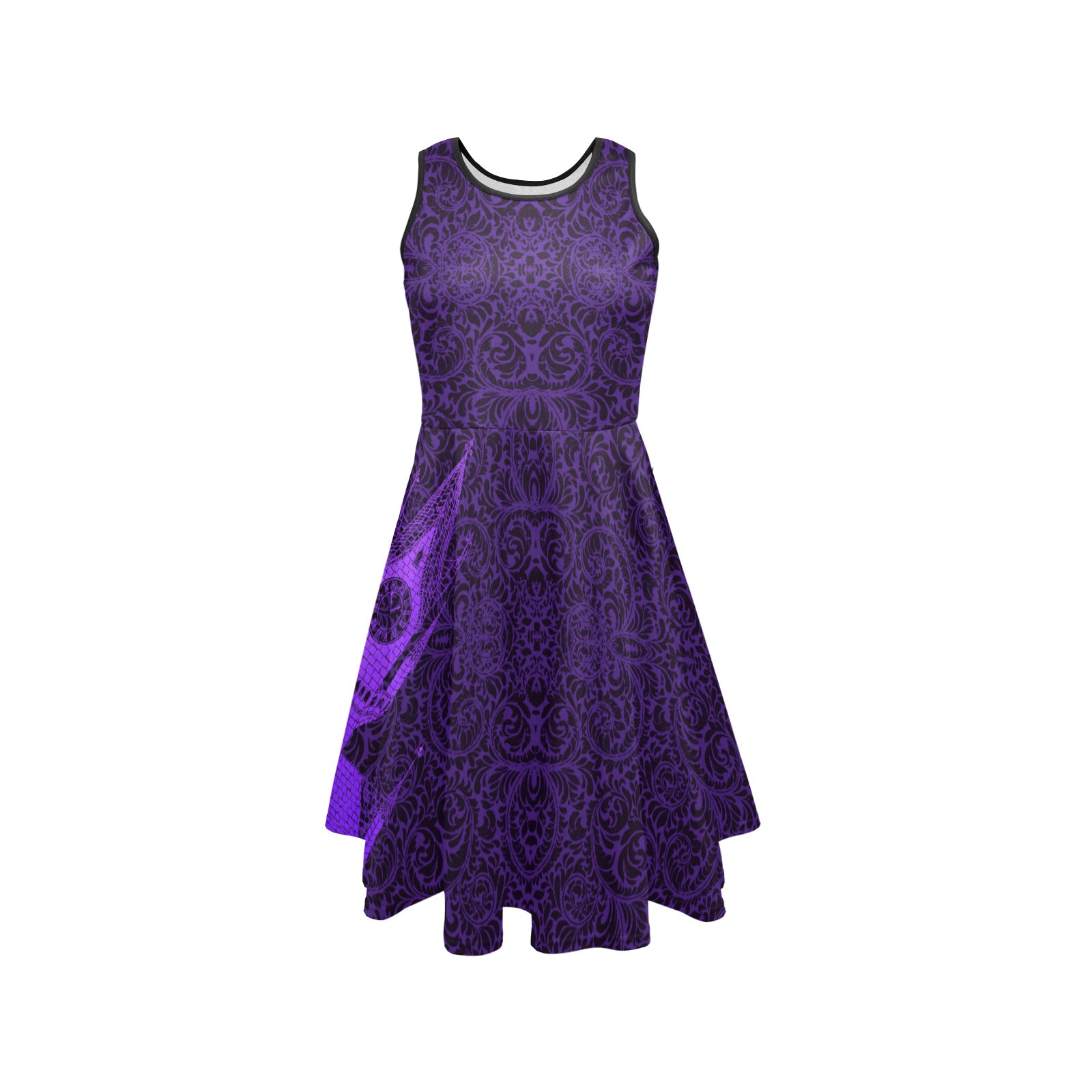 Purple patterned dress on a white background for Blood on the Clocktower players