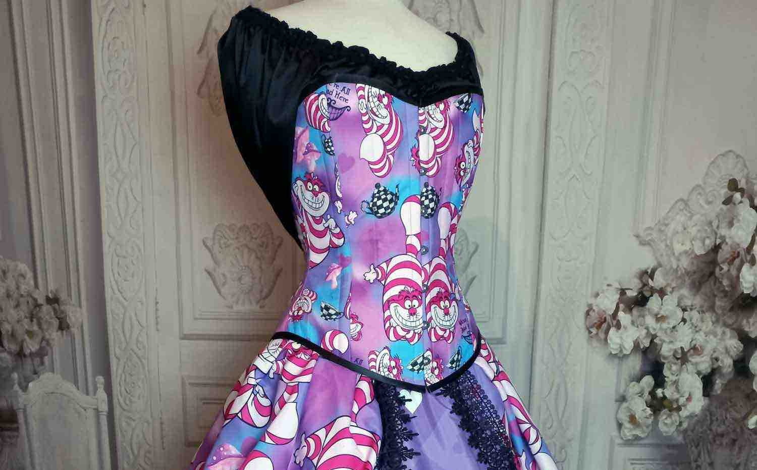 gallery serpentine cheshire cat over bust corset custom sized to customer measurements