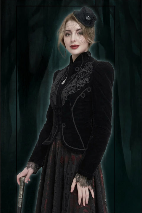 Gothic Victorian Black Velvet Women's Jacket