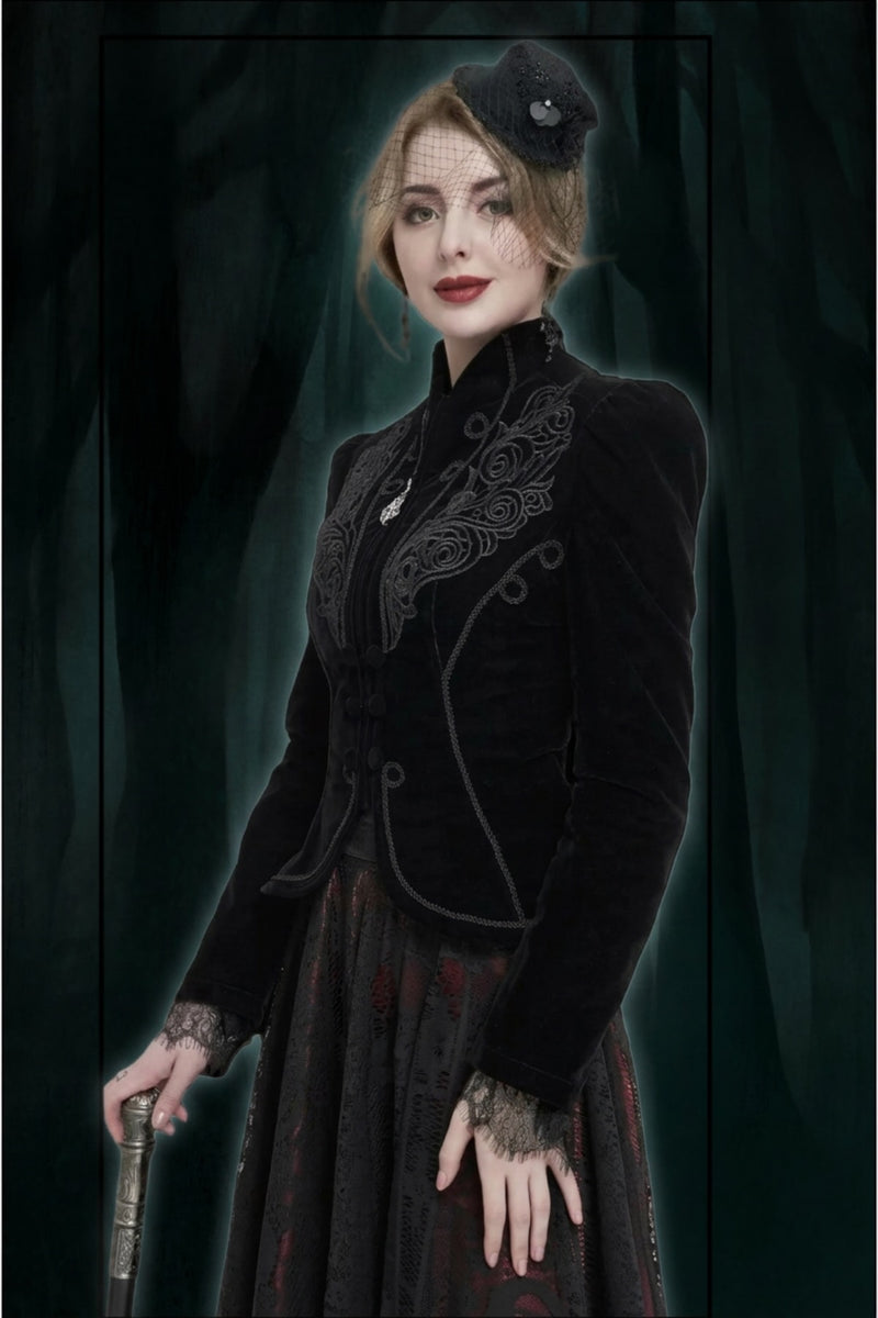 Gothic Victorian Black Velvet Women's Jacket