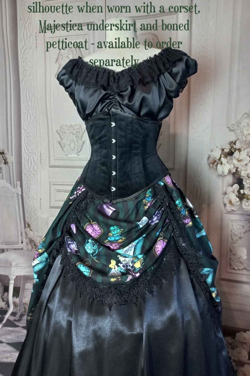 Dark Green Alice in Wonderland Mad Hatter victorian bustle skirt at Gallery Serpentine 4