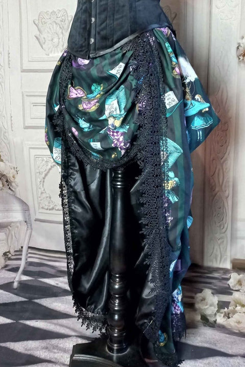 Dark Green Alice in Wonderland Mad Hatter victorian bustle skirt at Gallery Serpentine 1