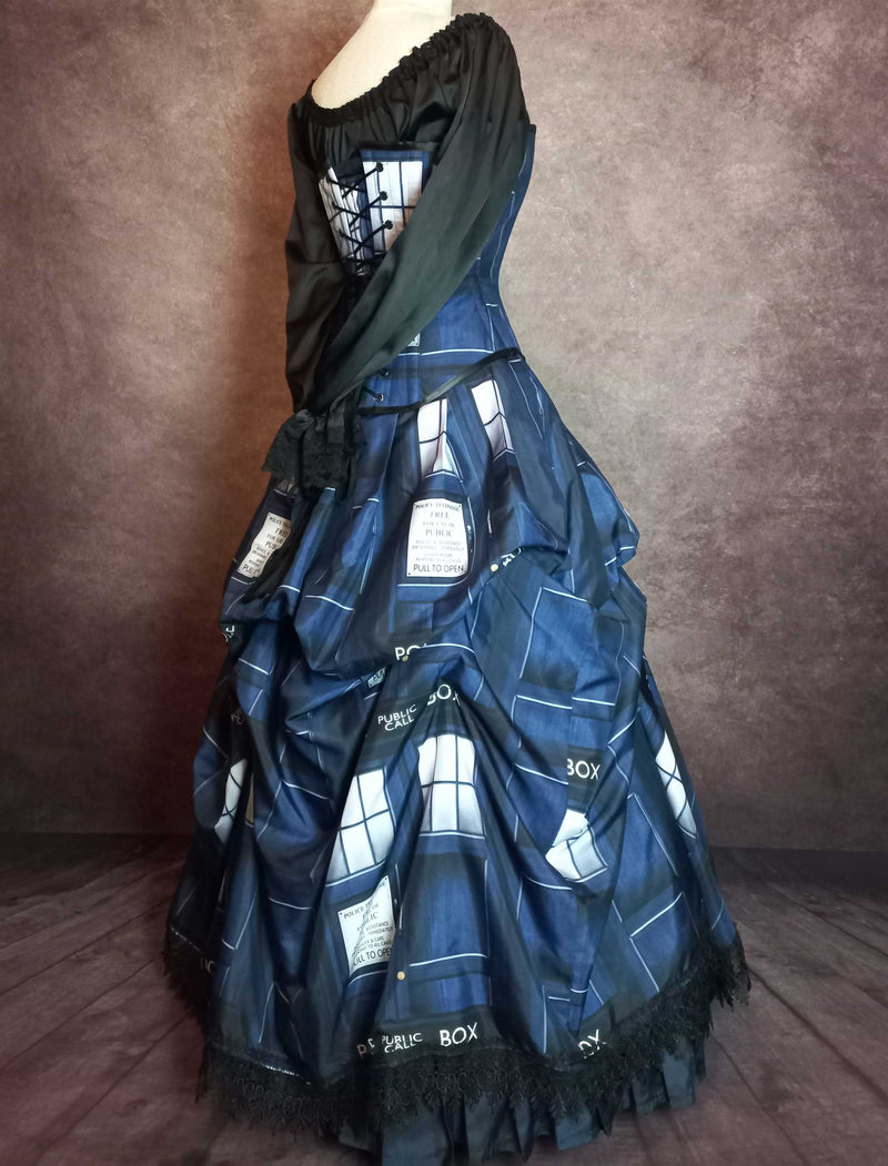 Tardis corset gown made in Australia, made to measure, steel boned corset, Dr Who wedding gown 3