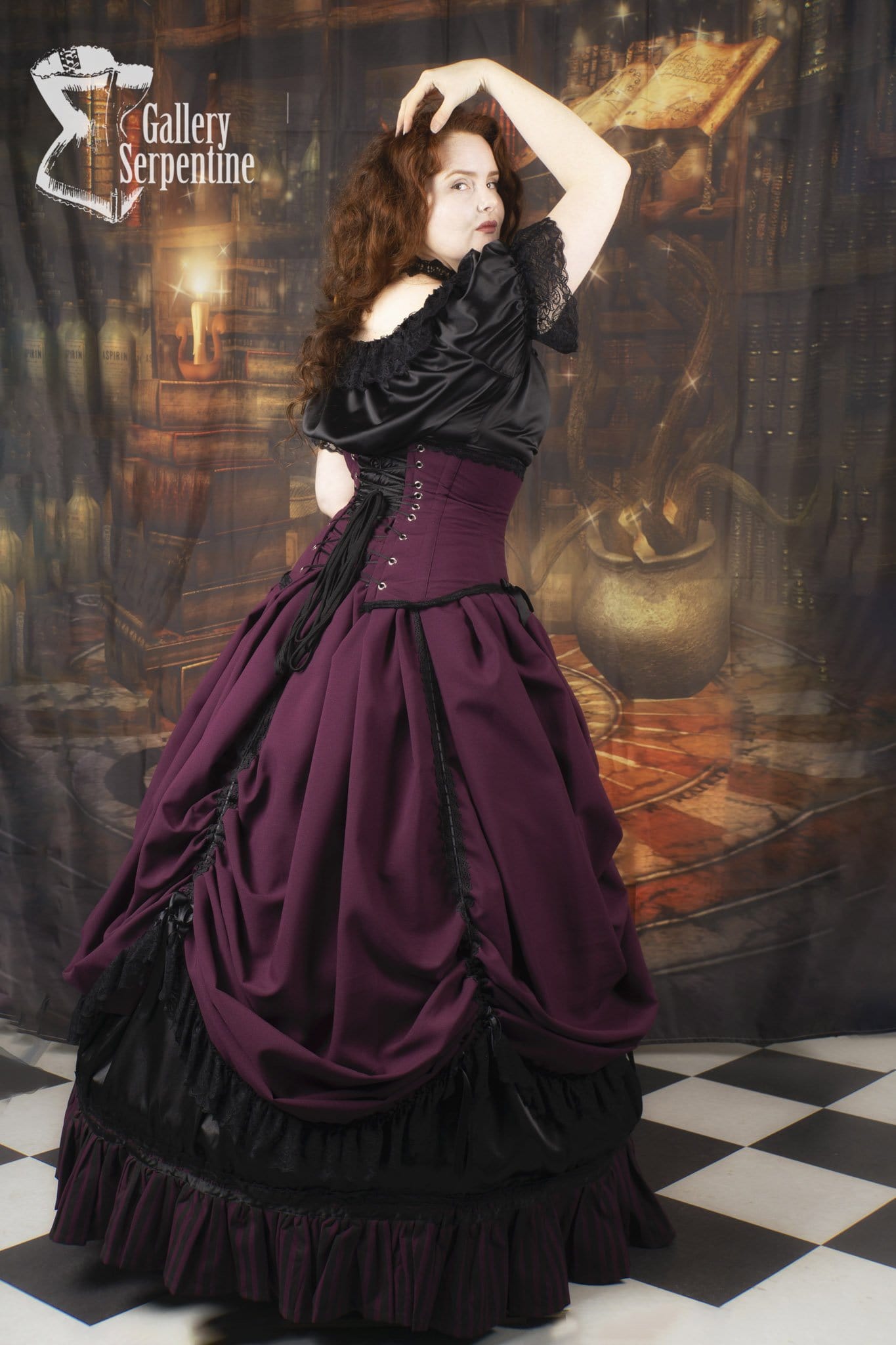romantic burgundy beauty victorian skirt with boned petticoat underneath it