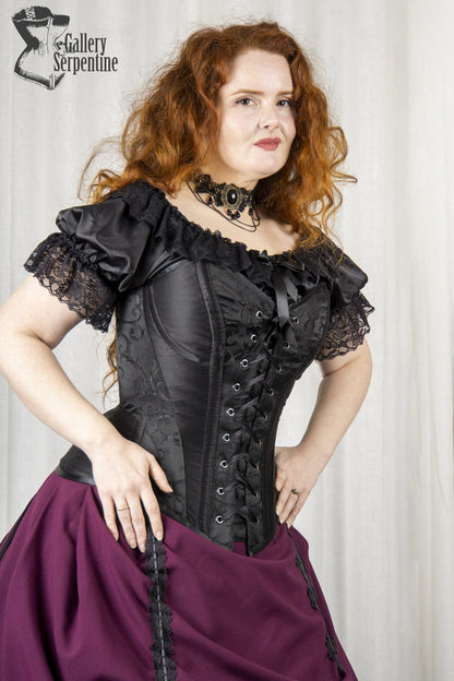 model demonstrating the support given to the bust in the new front lacing version of the Turn of the Century corset