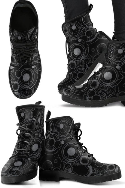 women's custom made Gallifrey Dr Who language boot in grey & black