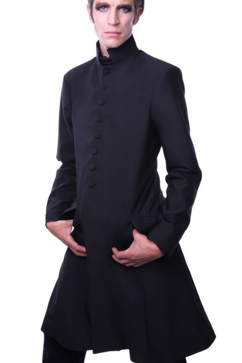 Benny Australian magician performer wearing Gallery Serpentine Undertaker gothic mens coat