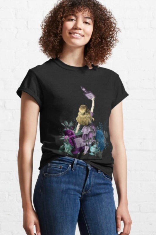 Alice in Wonderland night garden Drink Me T-shirt