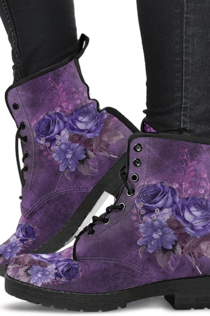 my mystery roses purple toned womens vegan boots