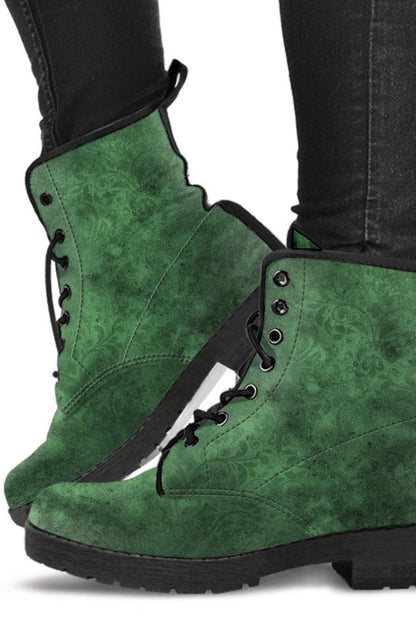 Green gothic grunge vegan leather boots