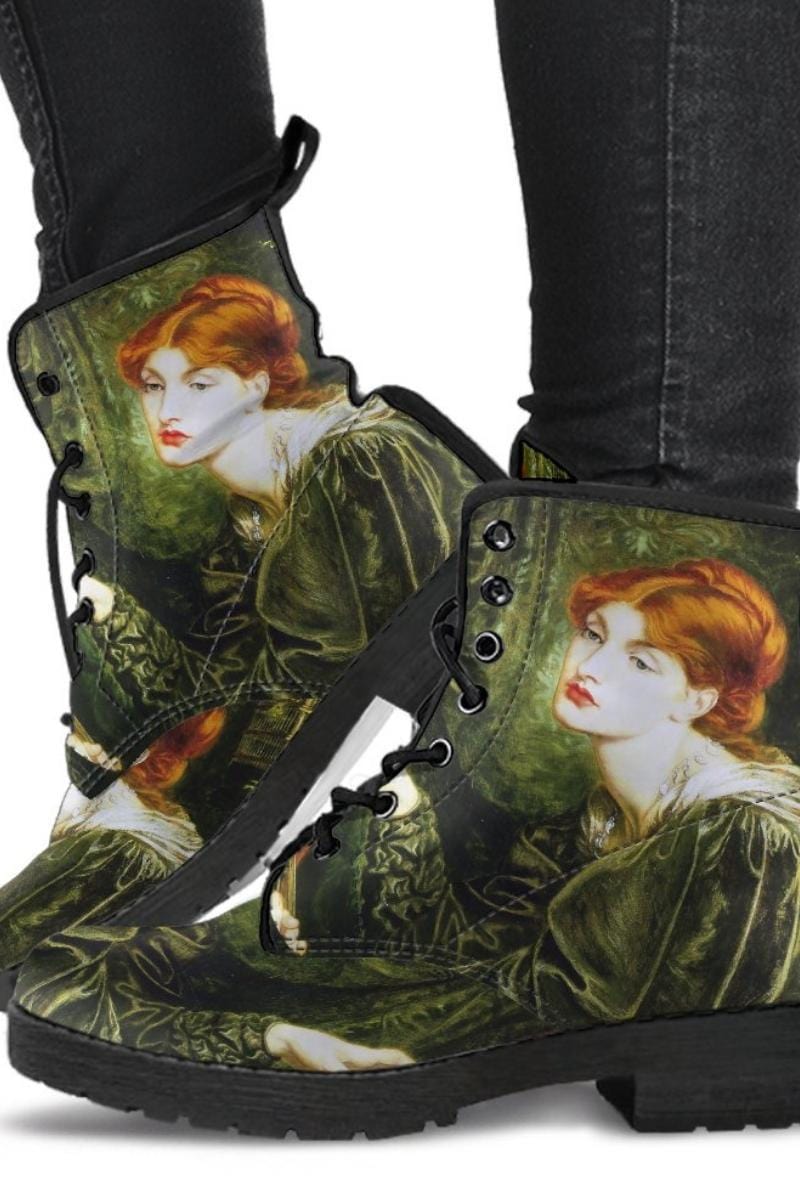 Pre-Raphaelite painting on custom made boots