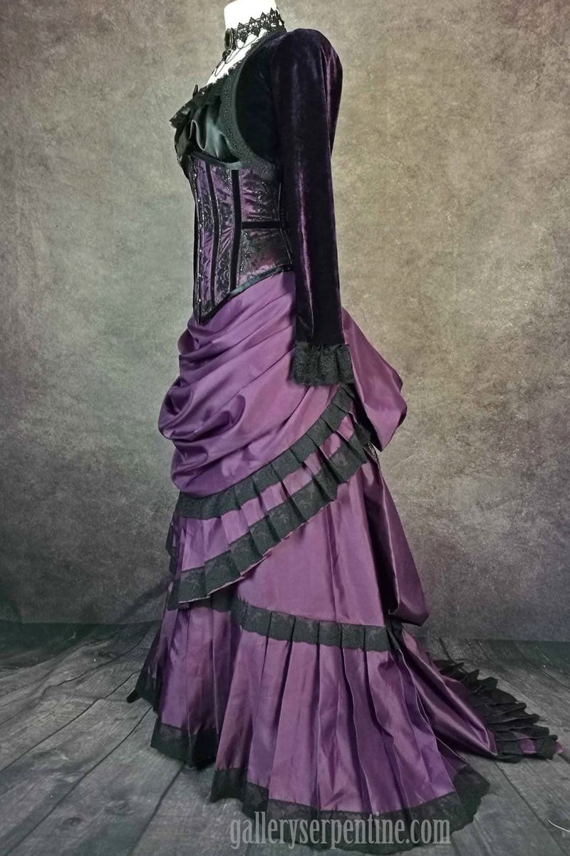 gothic victorian steampunk wedding skirt in amethyst satin