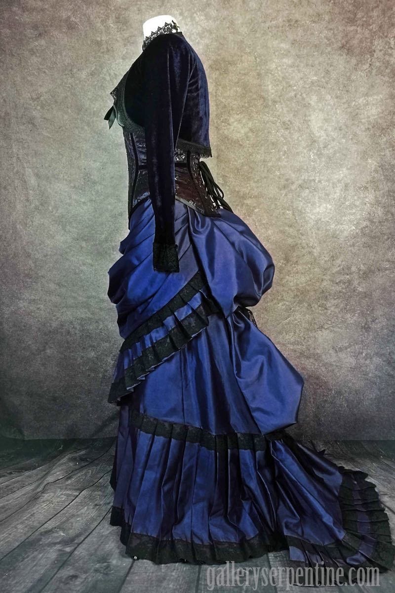 deepest blue victorian bustle skirt 1880s victorian wedding dress