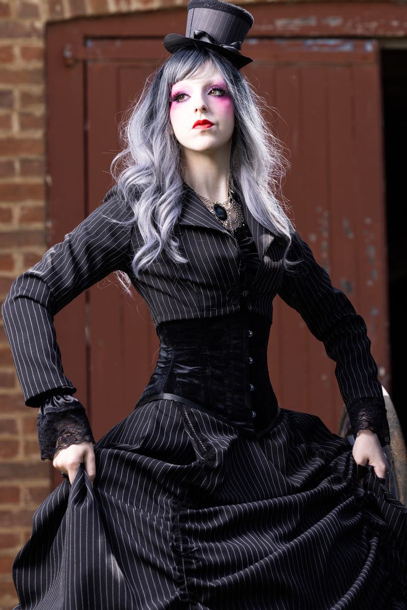 Pinstripe Victorian Steampunk Wedding Dress