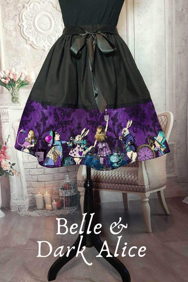 mid length purple gothic Alice in Wonderland skirt