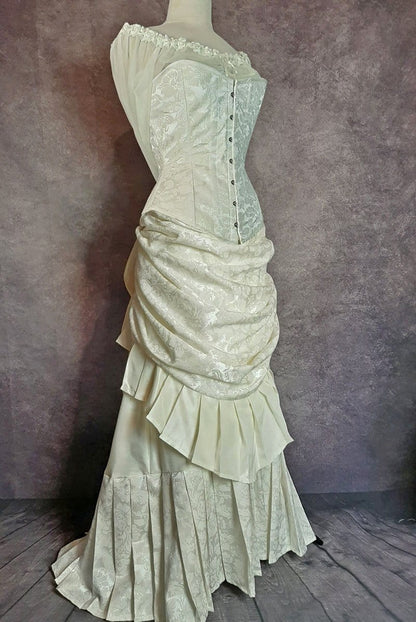 ivory victorian 1880's inspired wedding corset gown made in Australia by Gallery Serpentine