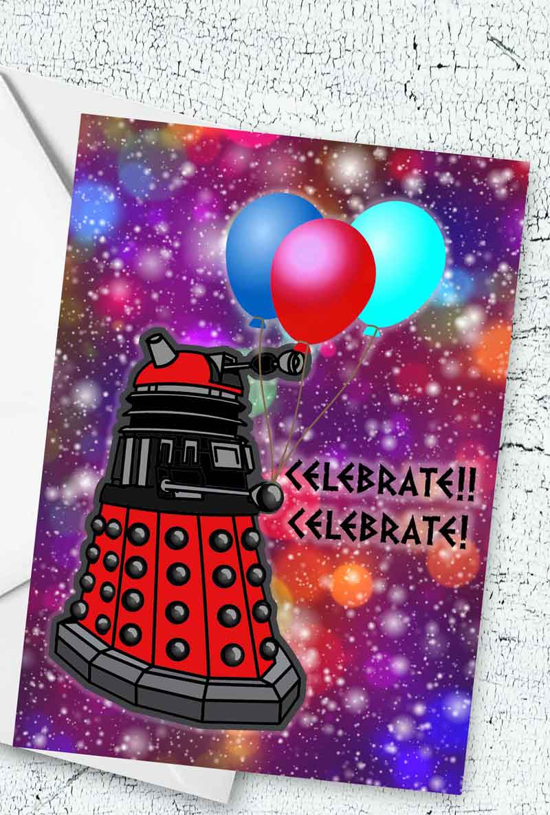 Dalek birthday card downloadable printable card for Dr Who fans