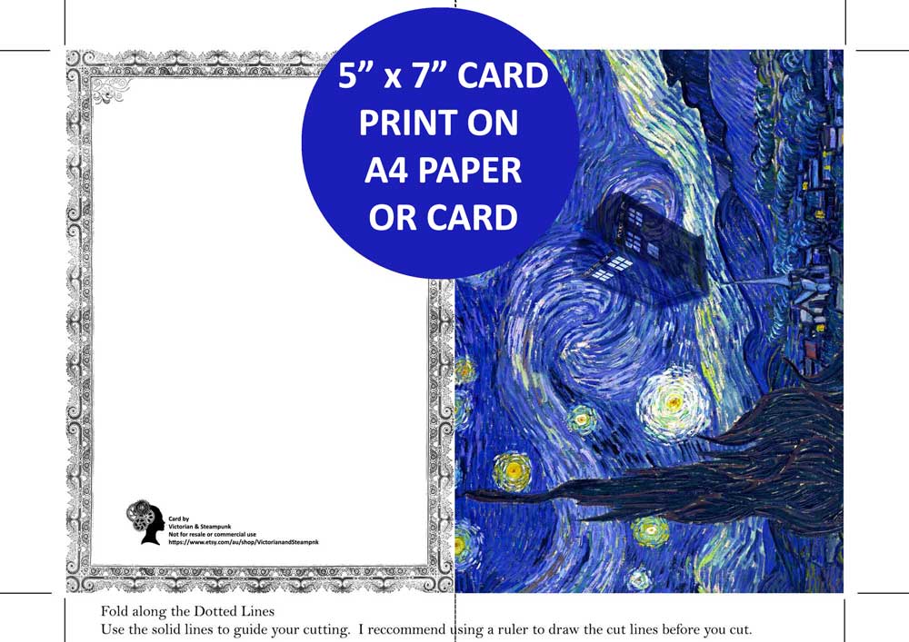 Van Gogh and The DOCTOR  Card - Instant download Printable Card