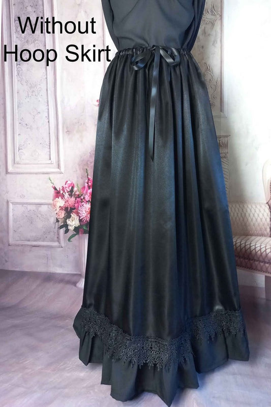 natural shape of the Gothic black satin petticoat skirt by Gallery Serpentine
