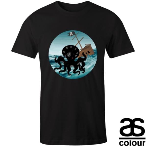 AS colour Men's happy kraken pirate t-shirt for christmas gift