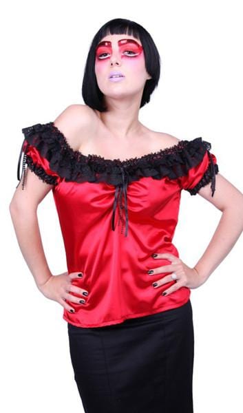red satin and lace under corset chemise
