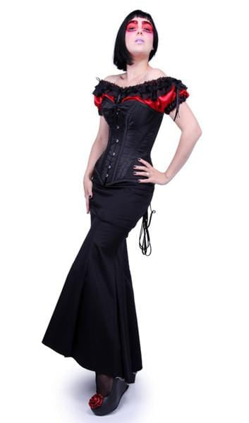 red satin and lace under corset blouse with bead trim
