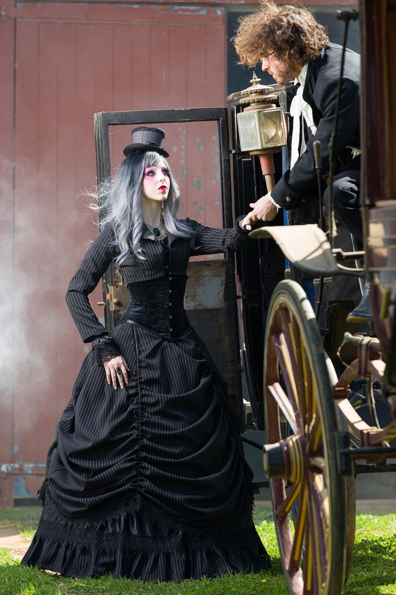 Black Victorian wedding suit, tailored frock coat in steampunk style