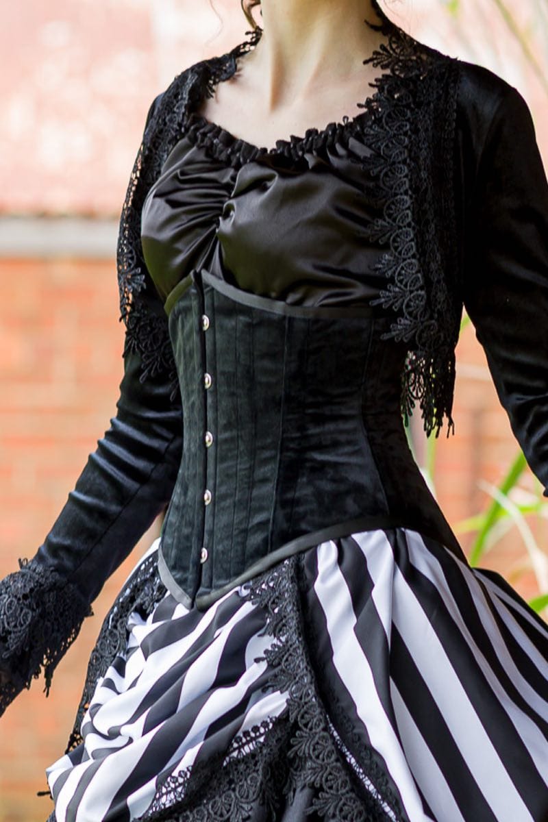 black velvet gothic under bust corset by Gallery Serpentine