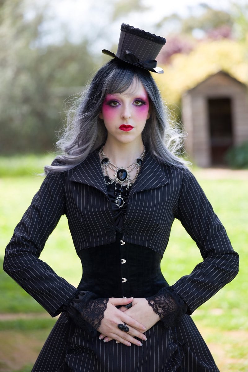 Pinstripe Victorian Steampunk Wedding Dress