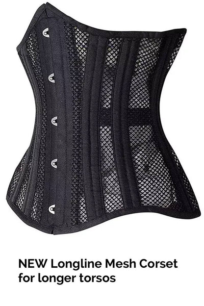 LONGLINE Waist Control Corset that is double steel boned, made from heavy duty mesh and cotton 