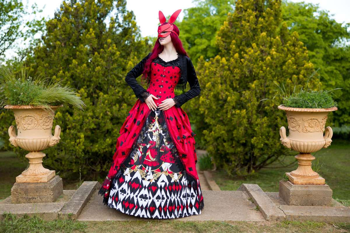 Masquerade Ball costume Alice in Wonderland Queen of Hearts corset gown made to measure in Australia at Gallery Serpentine