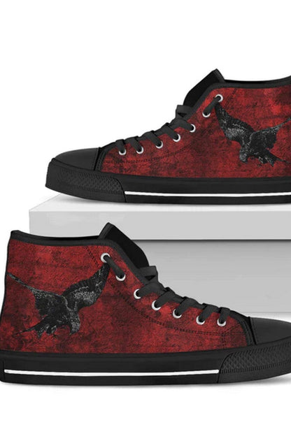 gothic sneakers blood red with gothic black ravens