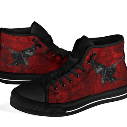 gothic sneakers blood red with gothic black ravens 1