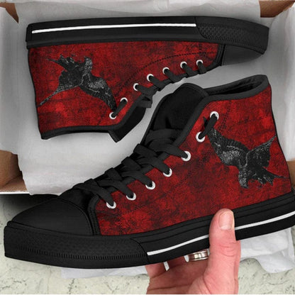 gothic sneakers blood red with gothic black ravens 3